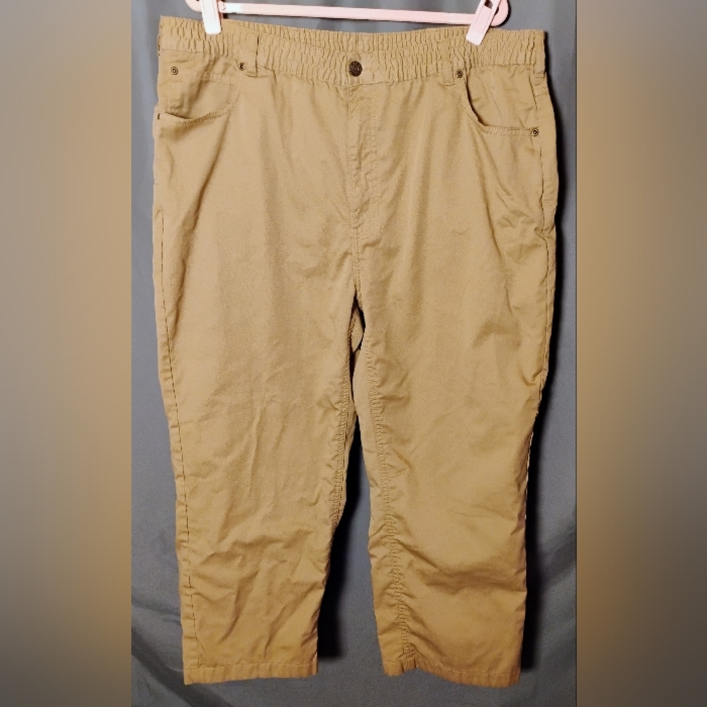 Men’s Haband's Ice House Flannel Lined Slacks Sz 44S Khaki/Plaid Cozy Warm